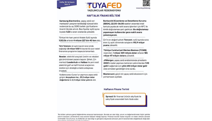 0 – 16 Kasım | TÜYAFED Haftalık Finans Bülteni – Sayı: 8