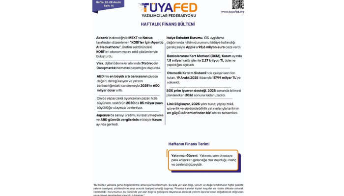 22 – 28 Aralık | TÜYAFED Haftalık Finans Bülteni – Sayı: 14