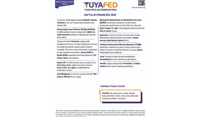 27 Ekim – 2 Kasım | TÜYAFED Haftalık Finans Bülteni – Sayı: 6