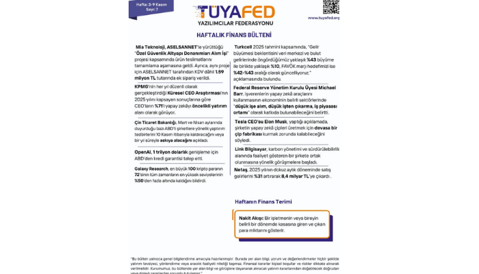 3 – 9 Kasım | TÜYAFED Haftalık Finans Bülteni – Sayı: 7