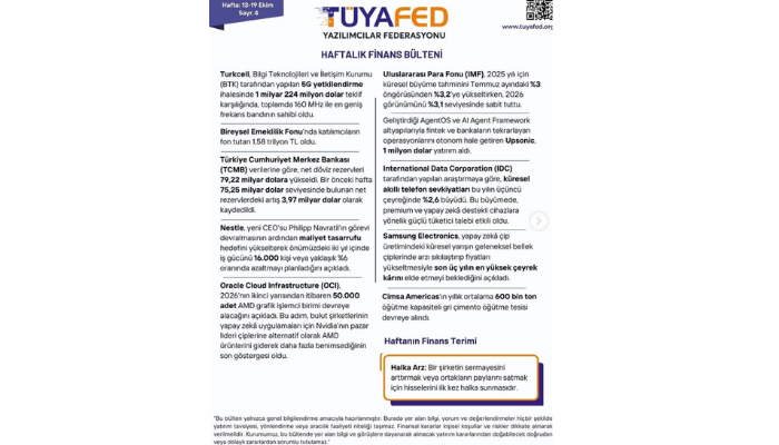 13 – 26 Ekim | TÜYAFED Haftalık Finans Bülteni – Sayı: 4 &amp; 5