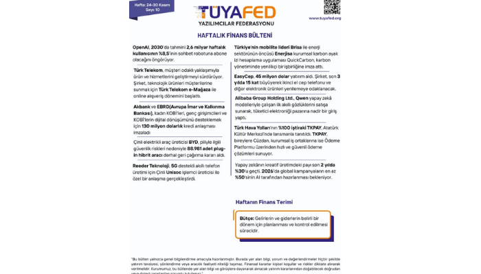 24 – 30 Kasım | TÜYAFED Haftalık Finans Bülteni – Sayı: 10